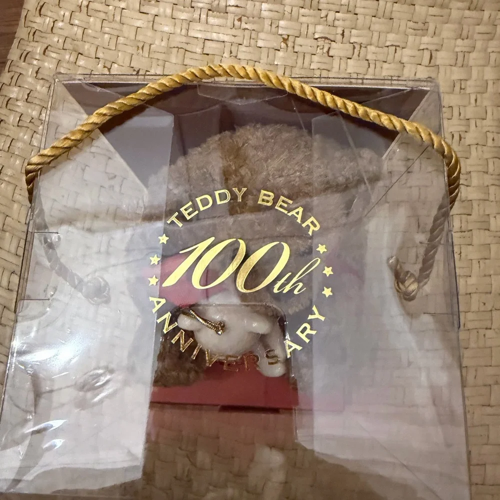 Lenox 100th Anniversary Brown and White Teddy Bear Set with Red Bow NIB